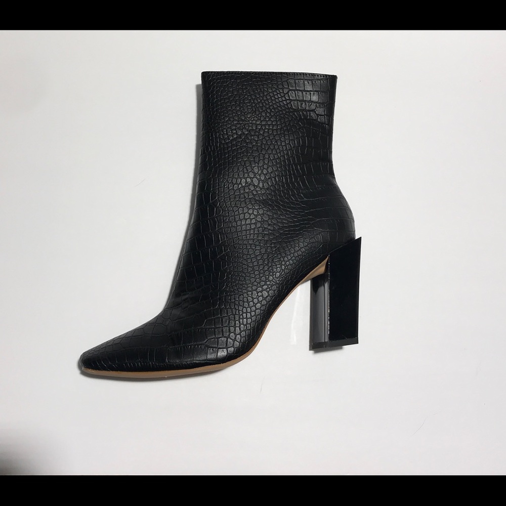 Missguided black croc ankle boots